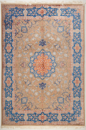 Zennova Carpet : ISF 22-07643 Color Beige : Silk Hand Made - Zennova Carpet